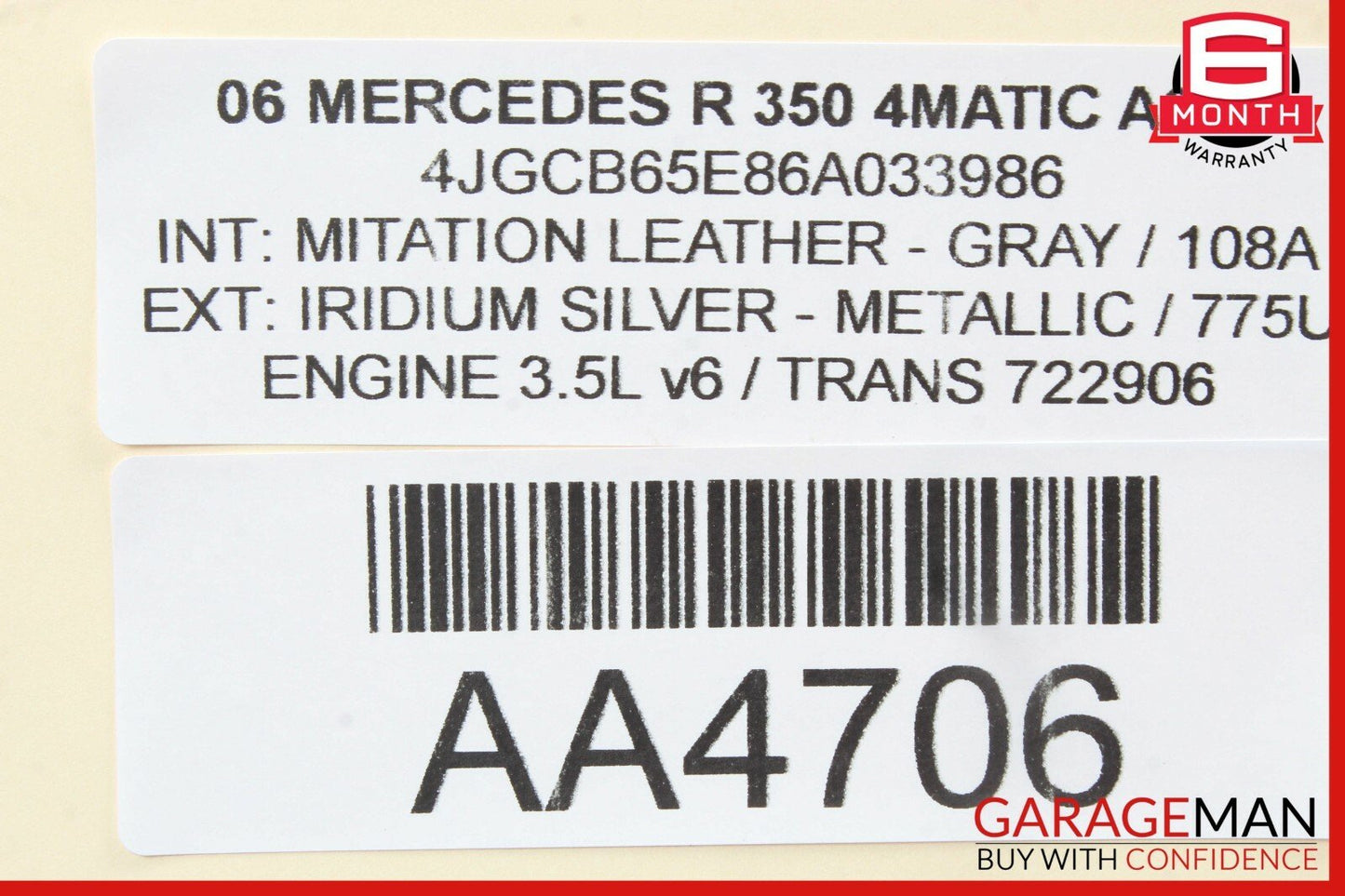 06-12 Mercedes W251 R350 Rear Overhead Dome Light Lamp Parking Sensor Gray OEM