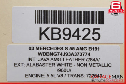 00-06 Mercedes W220 S55 Rear Right Passenger Exterior Door Handle OEM