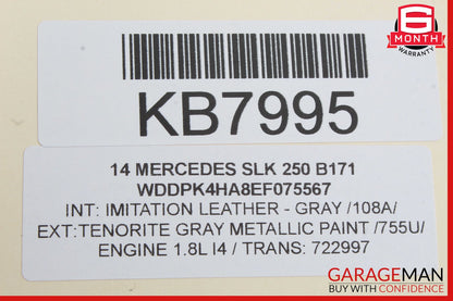 12-20 Mercedes R172 SLK250 Left Convertible Top Main Drive Lift Cylinder OEM
