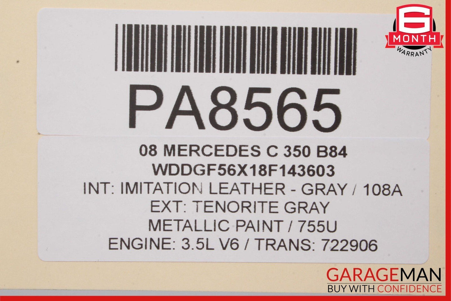 08-14 Mercedes W204 C300 C350 Left Rocker Panel Side Skirt Molding Cover Gray