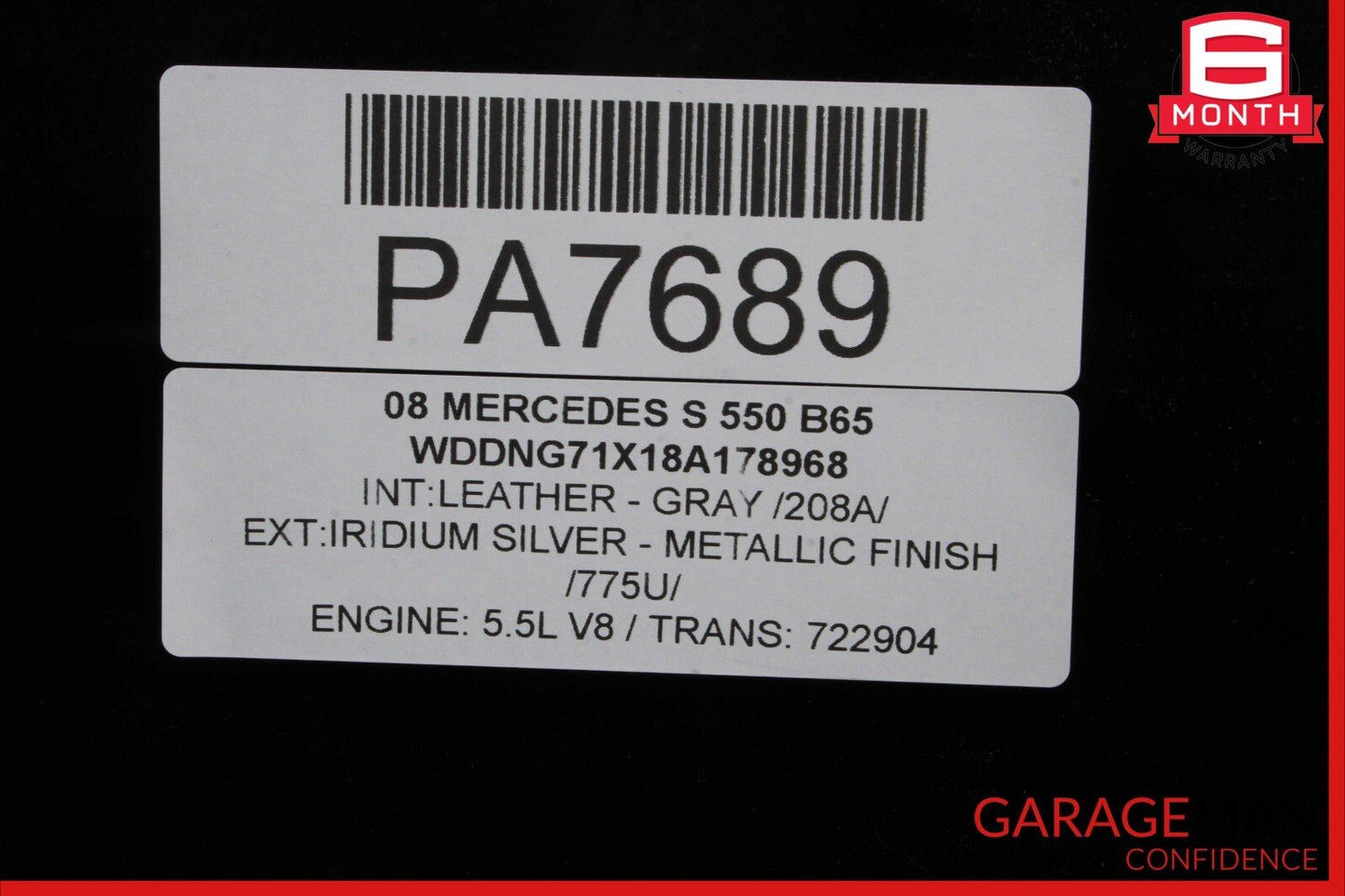 07-13 Mercedes W221 S550 S600 S63 Center Middle Pano Panoramic Roof Glass Panel