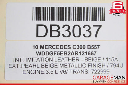 08-14 Mercedes W204 C250 C350 Front Right Passenger Side Wing Fender Panel Beige