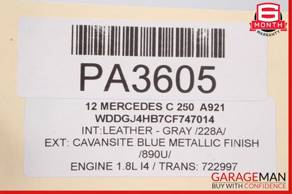 08-14 Mercedes W204 C250 AMG Sport Sedan Right Side Skirt Rocker Panel Blue