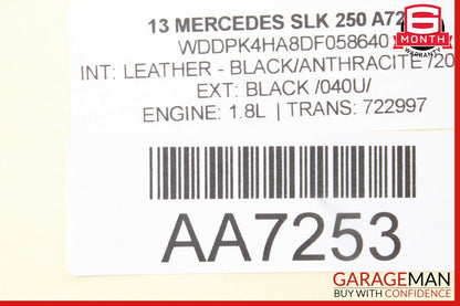 12-16 Mercedes R172 SLK250 Front Right Side Interior Door Panel Assembly Black