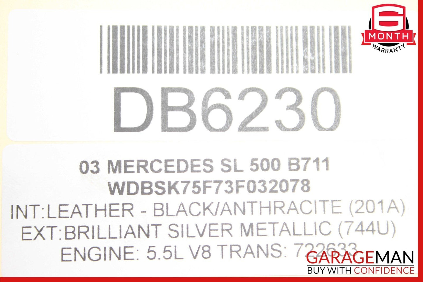03-08 Mercedes R230 SL550 Front Upper Radiator Core Support Headlight Bracket