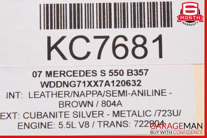 07-09 Mercedes W221 S550 S450 Ash Tray Ashtray Lighter Compartment Trim Brown