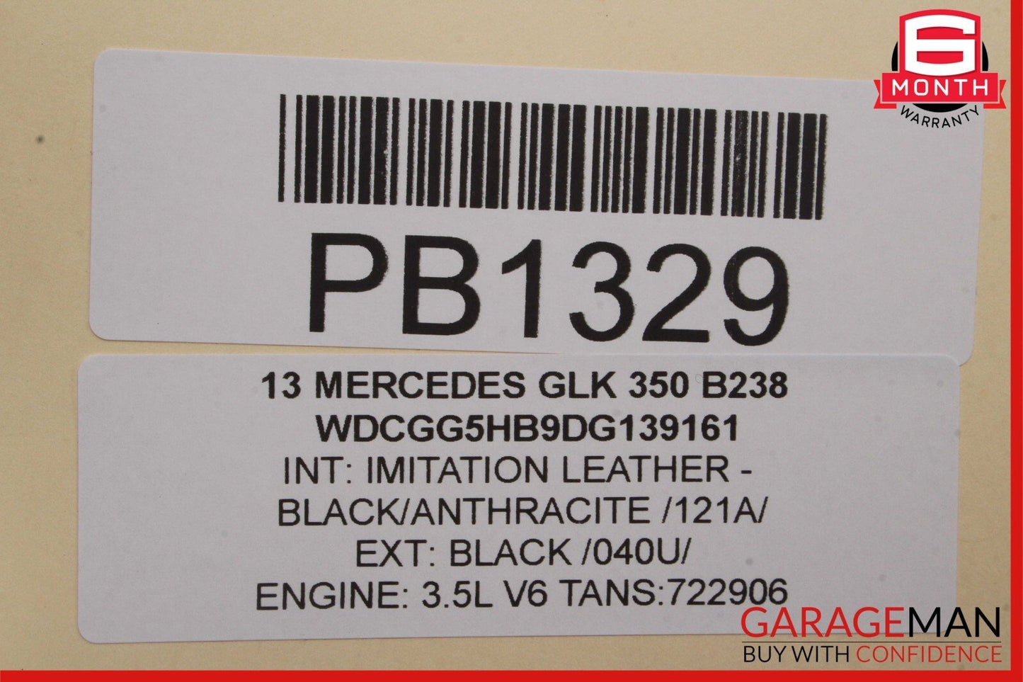 10-15 Mercedes X204 GLK250 GLK350 Rear Left Driver Interior Door Panel Black OEM