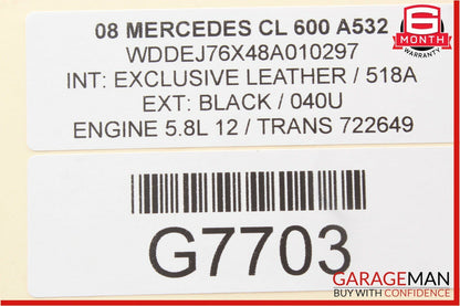 07-10 Mercedes CL550 CL600 S600 Speedometer Instrument Odometer Cluster Gauge