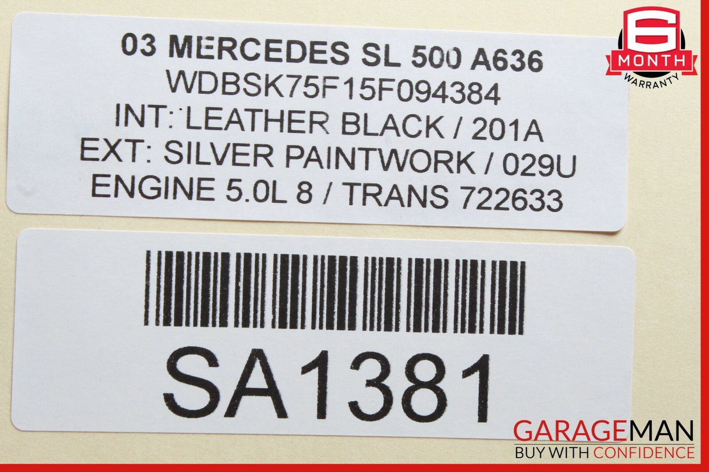 03-11 Mercedes R230 SL500 SL550 Rear Bumper Reinforcement Impact Crash Bar Rebar
