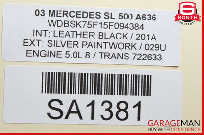 03-11 Mercedes R230 SL500 SL550 Rear Bumper Reinforcement Impact Crash Bar Rebar