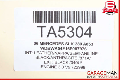 05-11 Mercedes R171 SLK280 Front Right Side Interior Door Panel Trim Cover Black