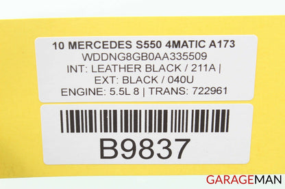 07-13 Mercedes W221 S550 S63 AMG Rear Window Sun Shade Screen Roller Blind OEM