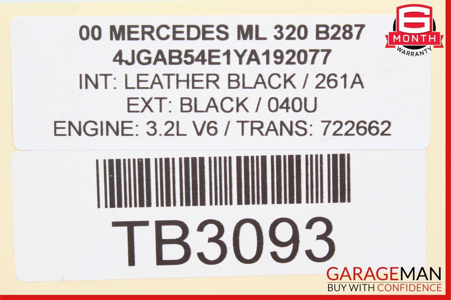 98-00 Mercedes ML320 E320 CLK320 Fuel Injector Injection Rail w/ Fuel Injectors