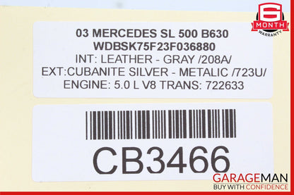 03-12 Mercedes R230 SL500 SL55 AMG Upper Radiator Support Frame 2306201931 OEM