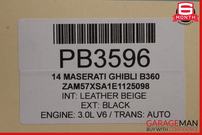 14-17 Maserati Ghibli Panoramic Sun Roof Sunroof Sliding Frame Rail Glass Assy