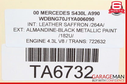 00-06 Mercedes W220 S430 S500 Rear Right Side Exterior Door Handle OEM