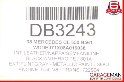 07-14 Mercedes W216 CL550 Front Right Side Lower Bottom Seat Cushion Cover