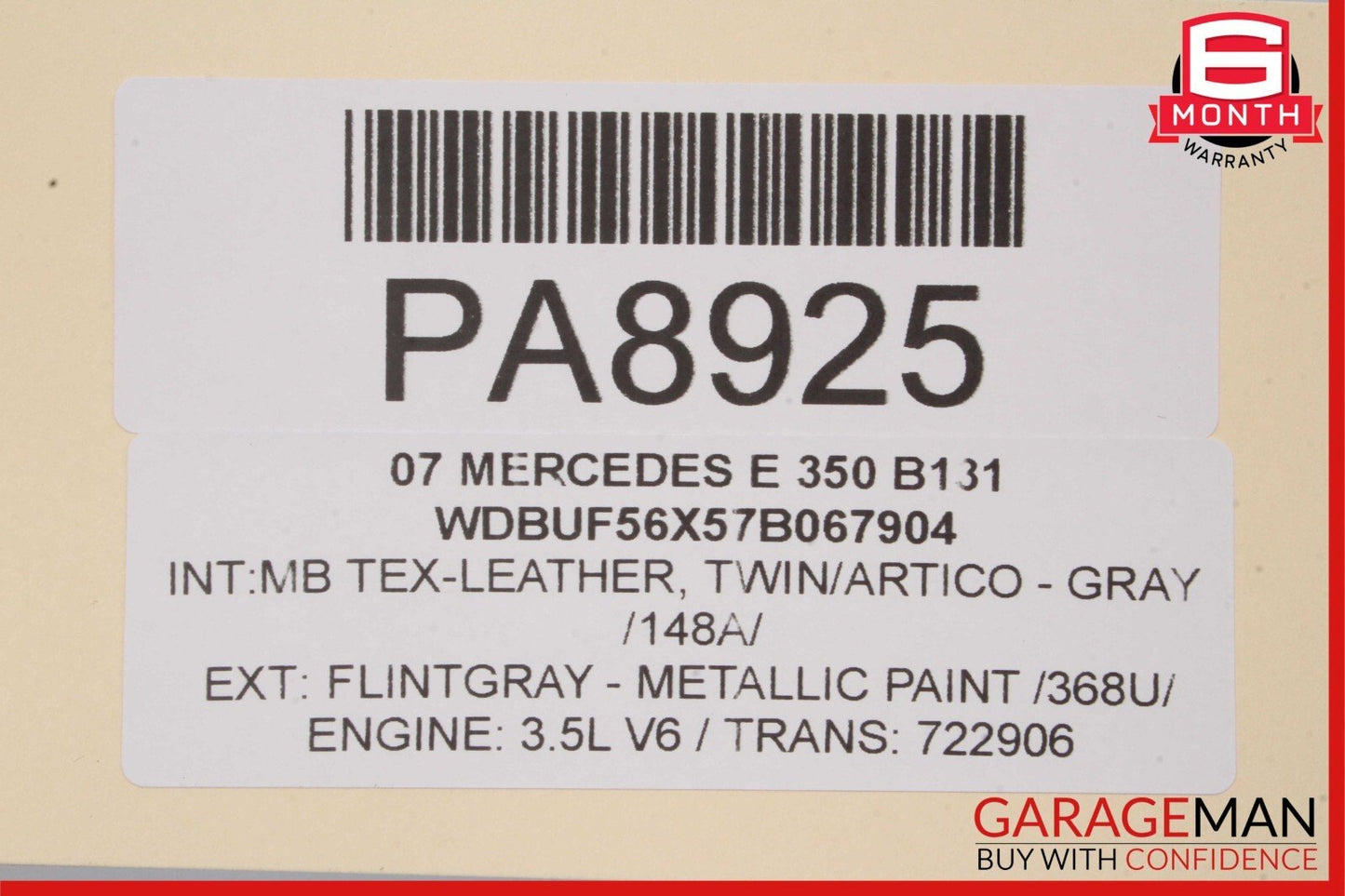 07-09 Mercedes W211 E350 Front Right Side Interior Door Panel Trim Cover Gray