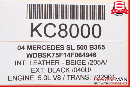 Mercedes R230 SL500 SL55 Convertible Top Main Drive Lift Cylinder Right Side OEM