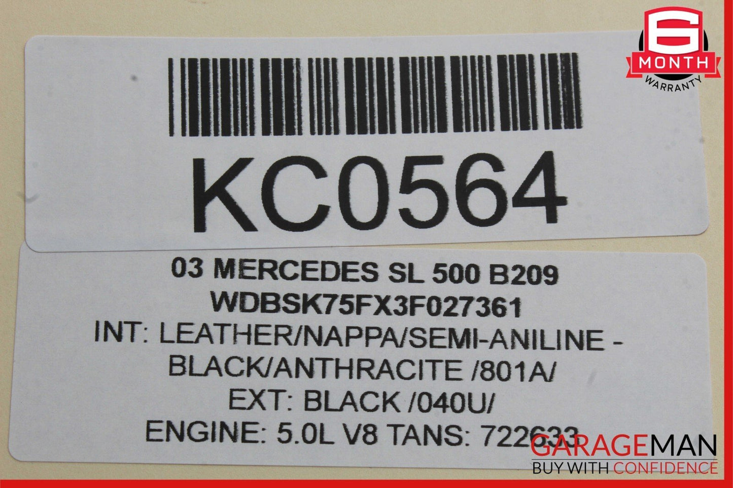 03-12 Mercedes R230 SL500 SL55 Convertible Top Main Drive Lift Cylinder Right