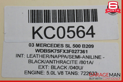03-12 Mercedes R230 SL500 SL55 Convertible Top Main Drive Lift Cylinder Right