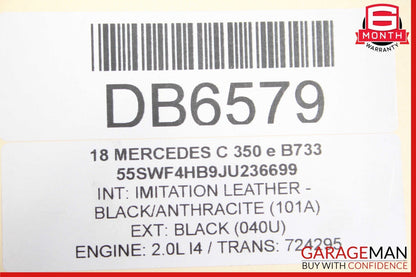 15-21 Mercedes W205 C300 C400 Sedan Rear Right Passenger Side Door Shell Black