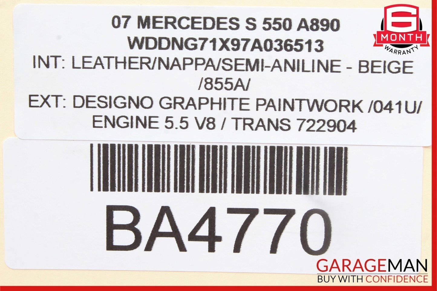 07-13 Mercedes W221 S600 Rear Right Door Lock Latch w/ Door Handle Keyless Go