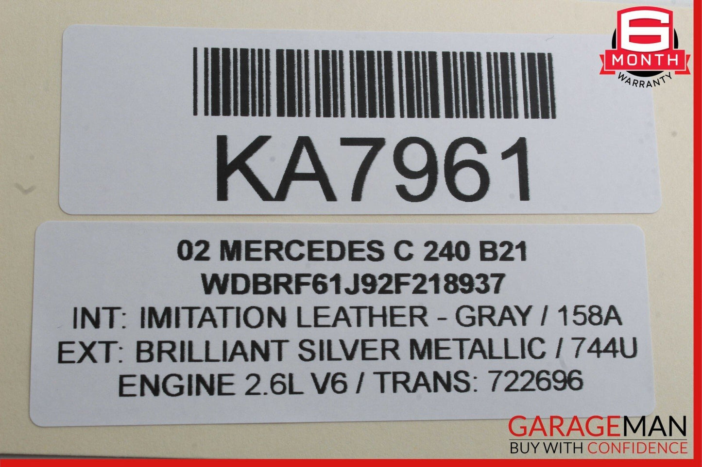 01-09 Mercedes W203 C240 C320 CLK320 Interior Rear View Mirror Gray OEM