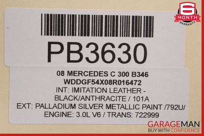 08-14 Mercedes W204 C300 Sedan Rear Right Interior Door Trim Panel Black