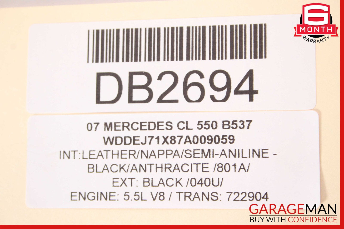 07-14 Mercedes W216 CL550 Front Right Top Upper Seat Cushion Black OEM