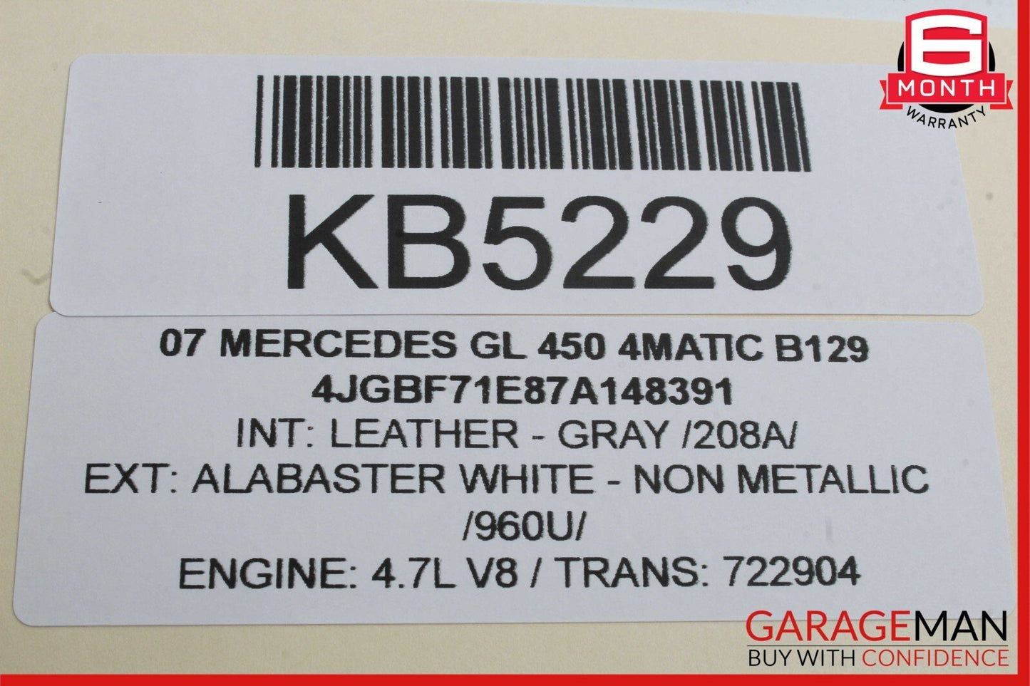 06-13 Mercedes GL450 ML500 R350 Front Right Side Exterior Door Handle White