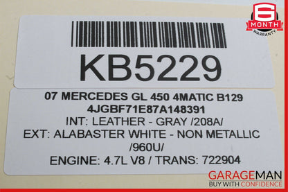 06-13 Mercedes GL450 ML500 R350 Front Right Side Exterior Door Handle White