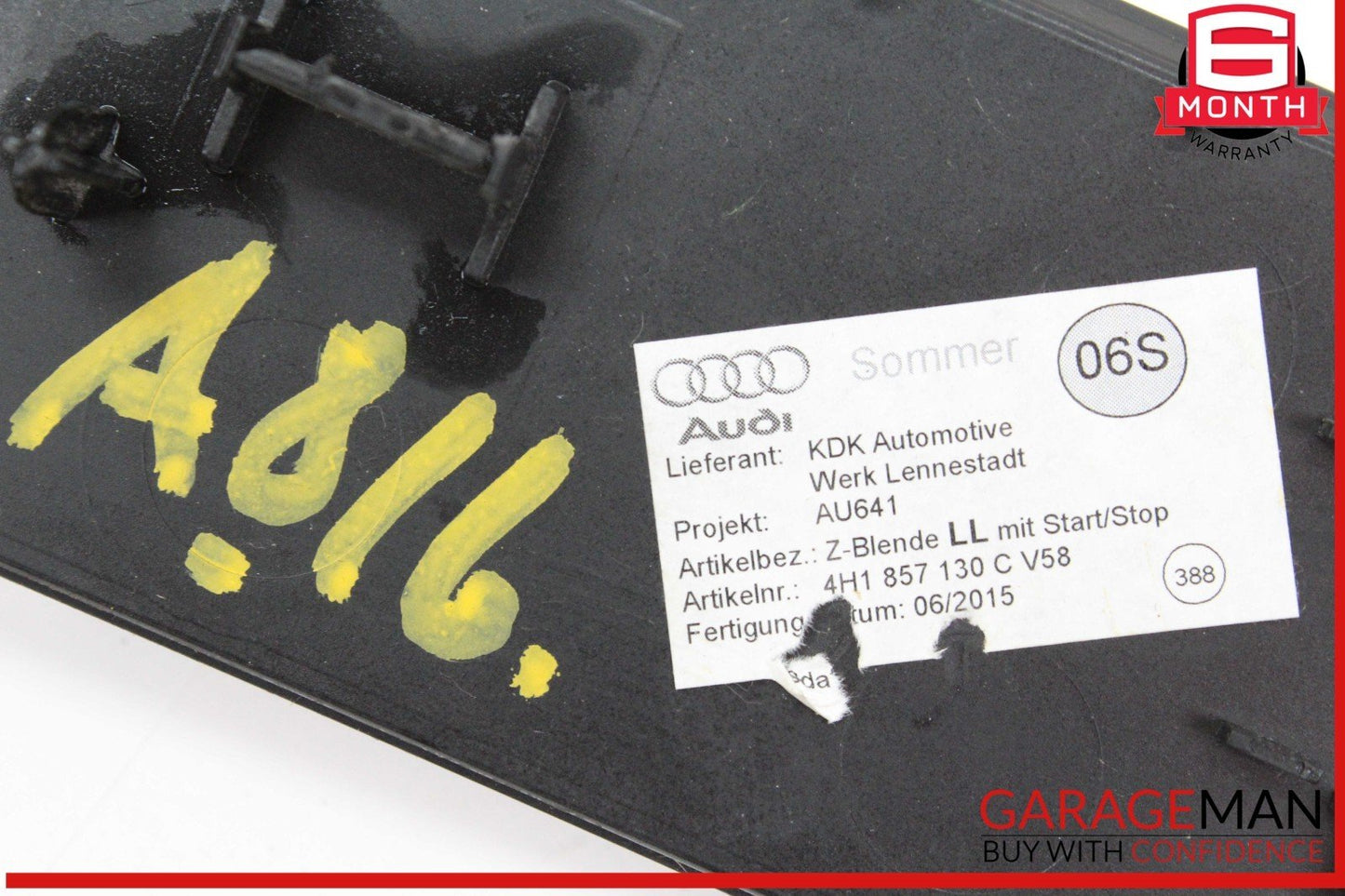11-18 Audi A8 S8 Front Center Console Gear Shifter Trim Bezel 4H1857130C OEM