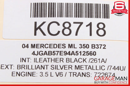 98-05 Mercedes W163 ML350 Rear Windshield Glass Wiper Motor Brake Light Assy