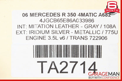 06-10 Mercedes W251 R350 Panoramic Pano Sunroof Guide Rail Track Frame OEM