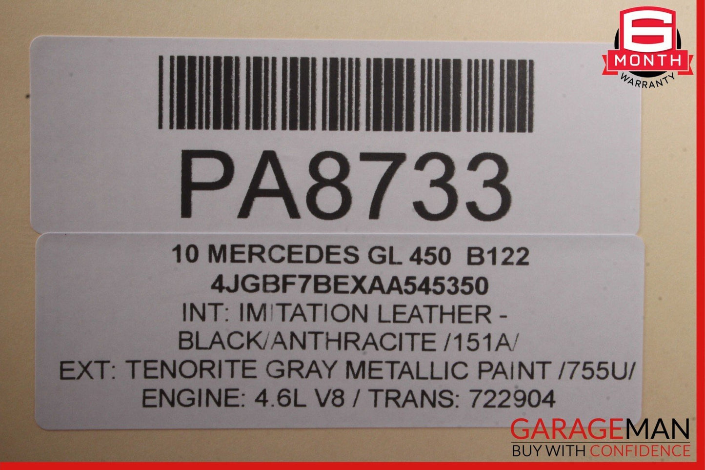 07-12 Mercedes X164 GL450 GL550 GL500 Front Left Top Upper Seat Cushion Black