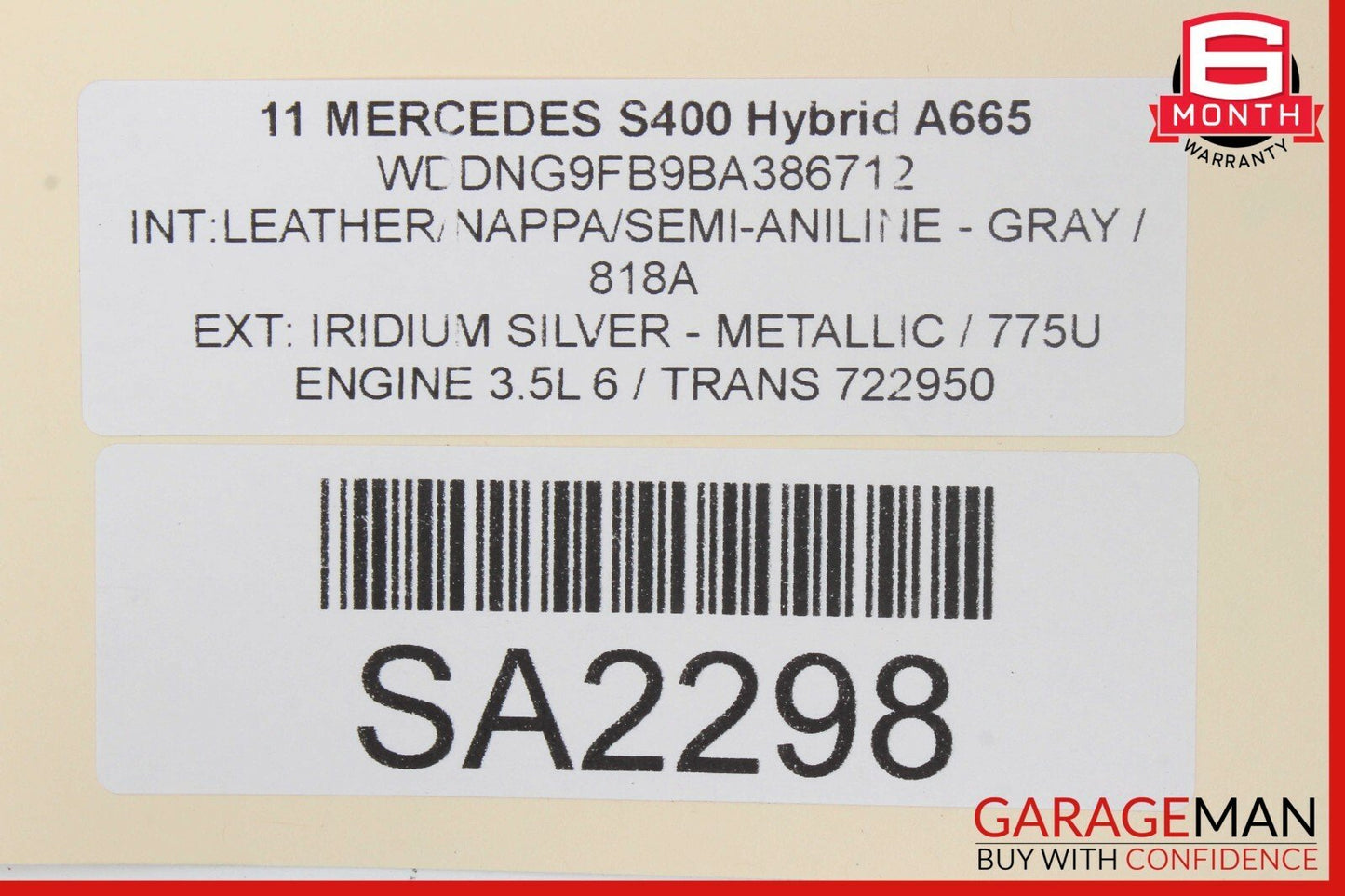 10-13 Mercedes W221 S400 S550 Front Right Passenger Top Upper Seat Cushion Black