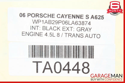 03-10 Porsche Cayenne 955 957 Front Left Side Interior Top Roof Grab Handle Gray