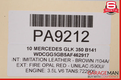10-15 Mercedes X204 GLK350 Front Left Top Upper Seat Cushion Cover Brown OEM
