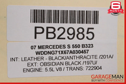 07-09 Mercedes W221 S550 S450 Front Left Interior Door Trim Panel Cover Assembly