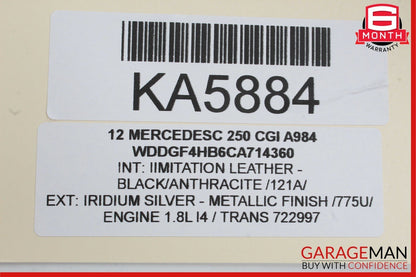 10-13 Mercedes W204 C250 Rear Left Side Exterior Door Handle OEM