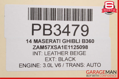 14-17 Maserati Ghibli Rear Right Passenger Side Exterior Door Shell Frame Panel