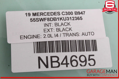 15-21 Mercedes W205 C300 C400 Rear Right Side Door Window Glass OEM