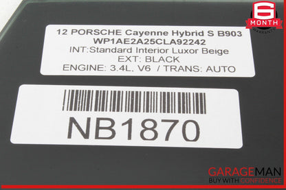 11-18 Porsche Cayenne 958 Rear Right Passenger Side Door Window Glass OEM