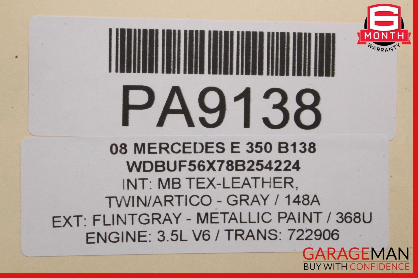 07-09 Mercedes W211 E350 Front Right Side Complete Interior Door Panel Grey