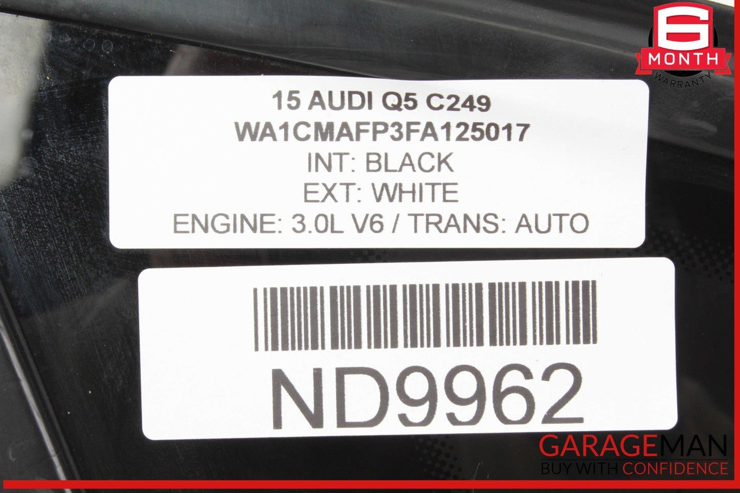 12-17 Audi Q5 Rear Left Driver Side Door Quarter Window Glass 8R0845299Q OEM