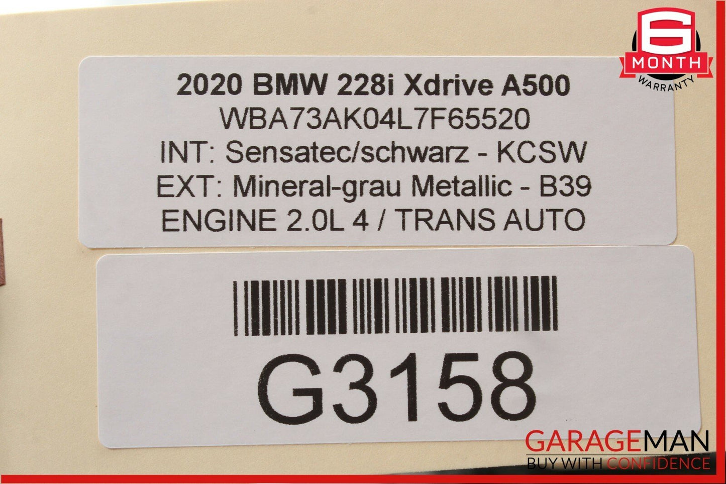 20-21 BMW 228i xDrive Rear Right Passnger Side Exterior Door Handle OEM