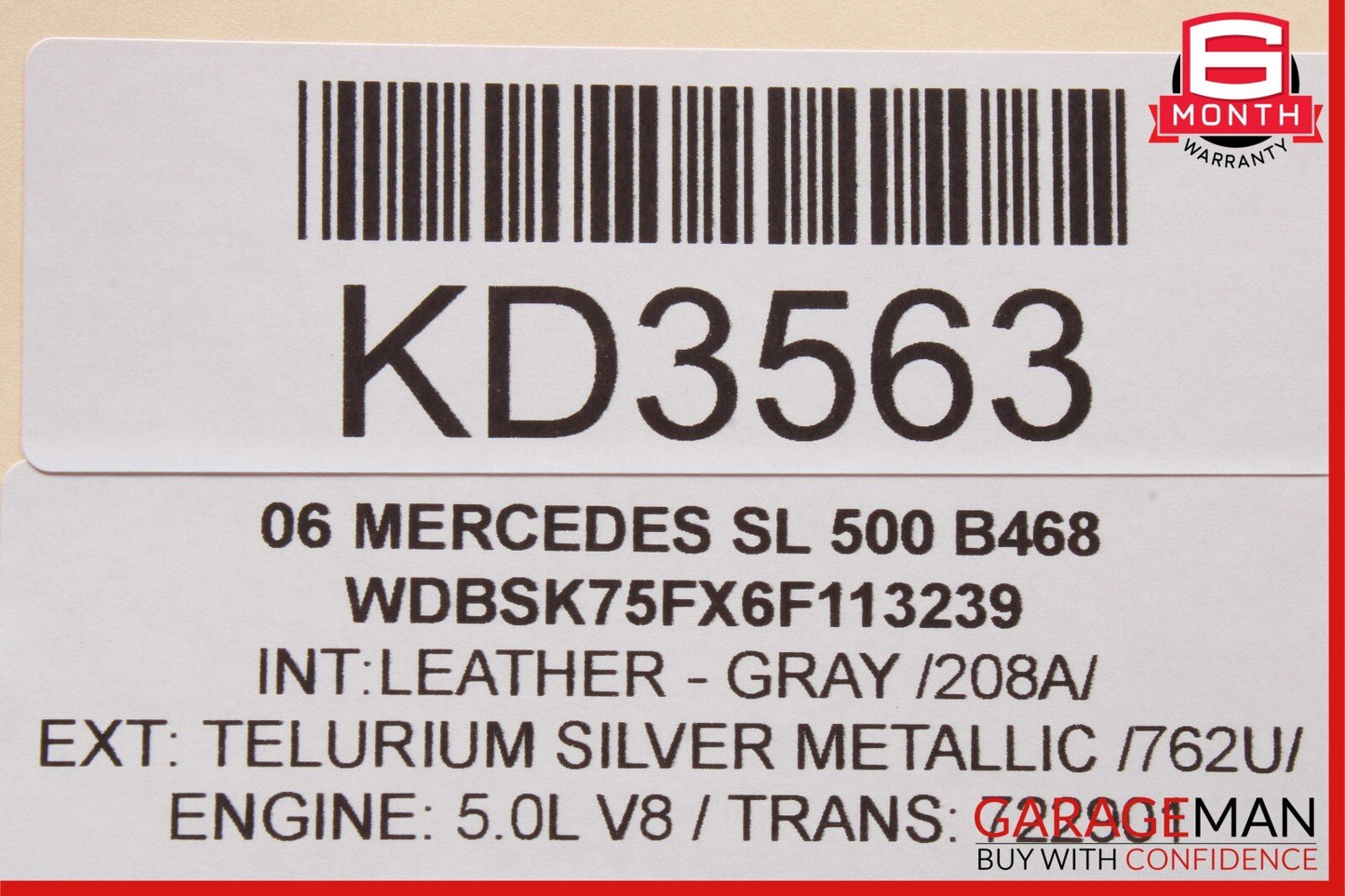 03-08 Mercedes R230 SL500 Rear Left Seat Belt Retractor Luggage w/ Speaker Gray