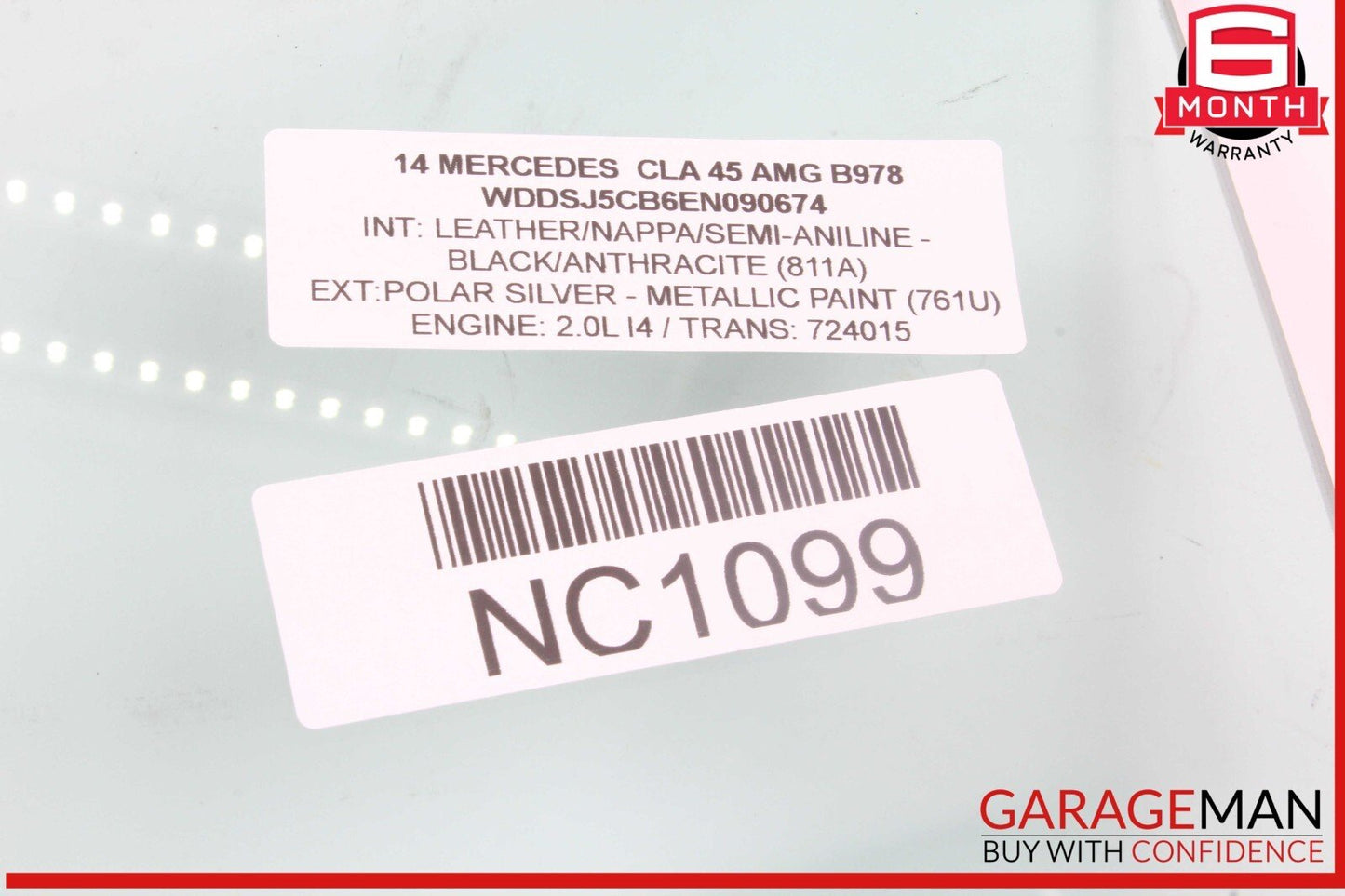 14-18 Mercedes W117 CLA45 AMG Rear Right Passenger Side Door Window Glass OEM