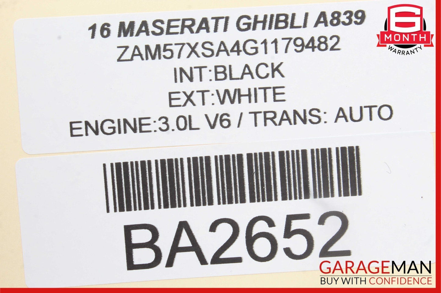 14-17 Maserati Ghibli Front Right Side Mirror Door Rear View White
